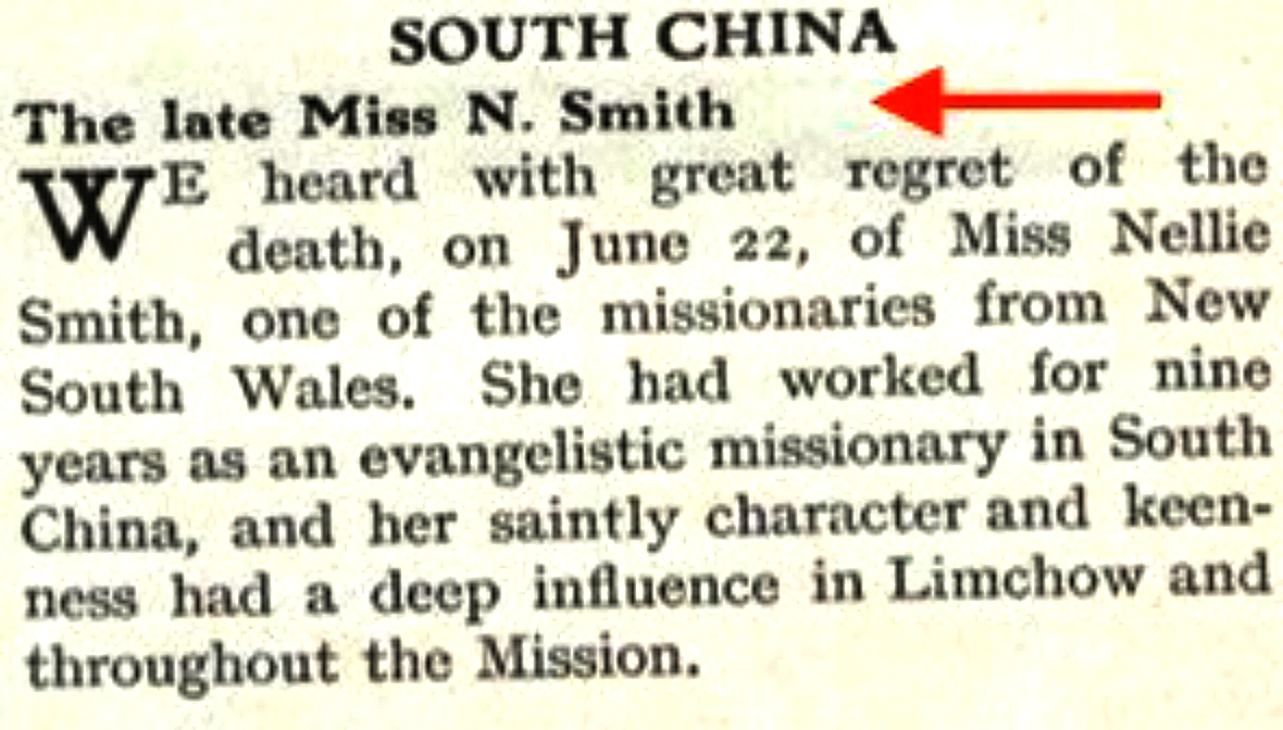 Nellie’s Death Reported in “Outlook Magazine”